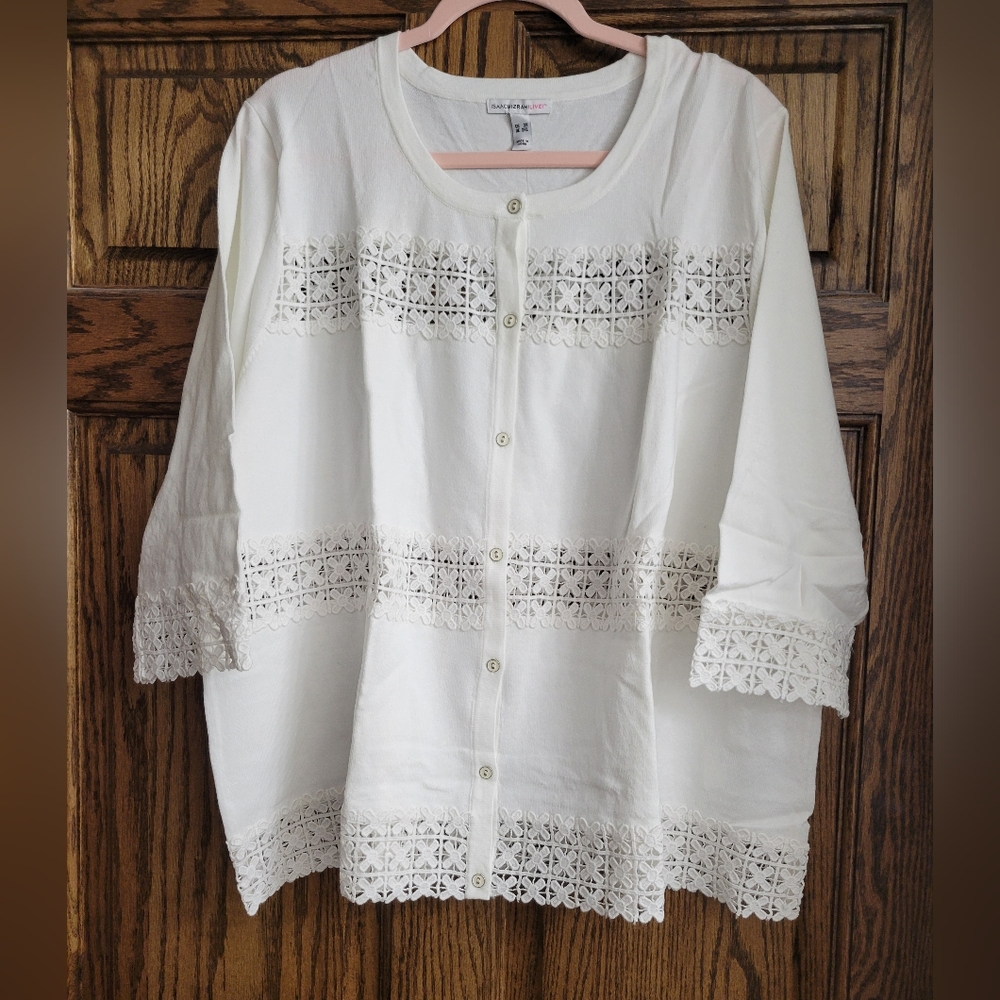 White Issac Mizrahi summer sweater 3X NWT